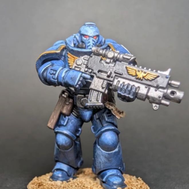 Space Marine painted to Display standard, with detailed layering, blending and glazing