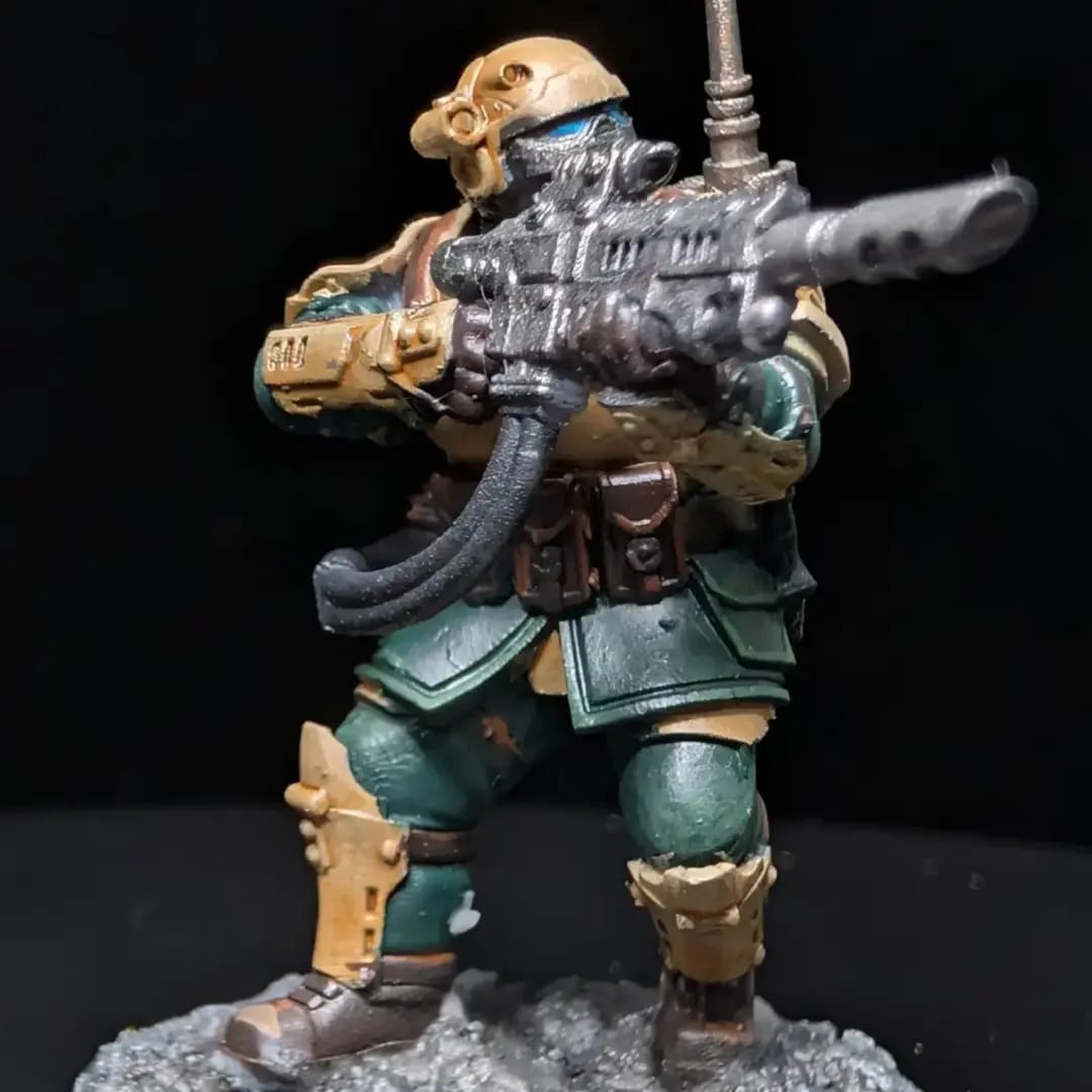 Custom Cadian Shock Trooper rear view with backpack detail